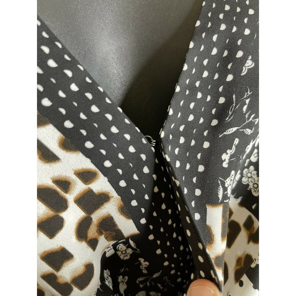 Cabi Blouse Women Size 8 M Sleeveless Contrasting Patterns Leopard Polka Dot Top - Picture 6 of 10